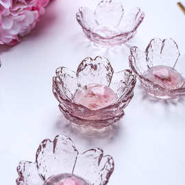 创意日式锤纹粉色樱花玻璃料理小碟调味碟小碗可爱火锅酱料菜碟