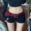 Black denim skirt, shorts