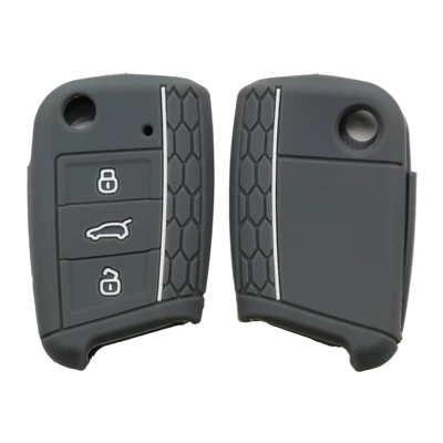 Skoda Silicone Key Case — Static Rod/Key Bag - dark-gray-and-white-lines
