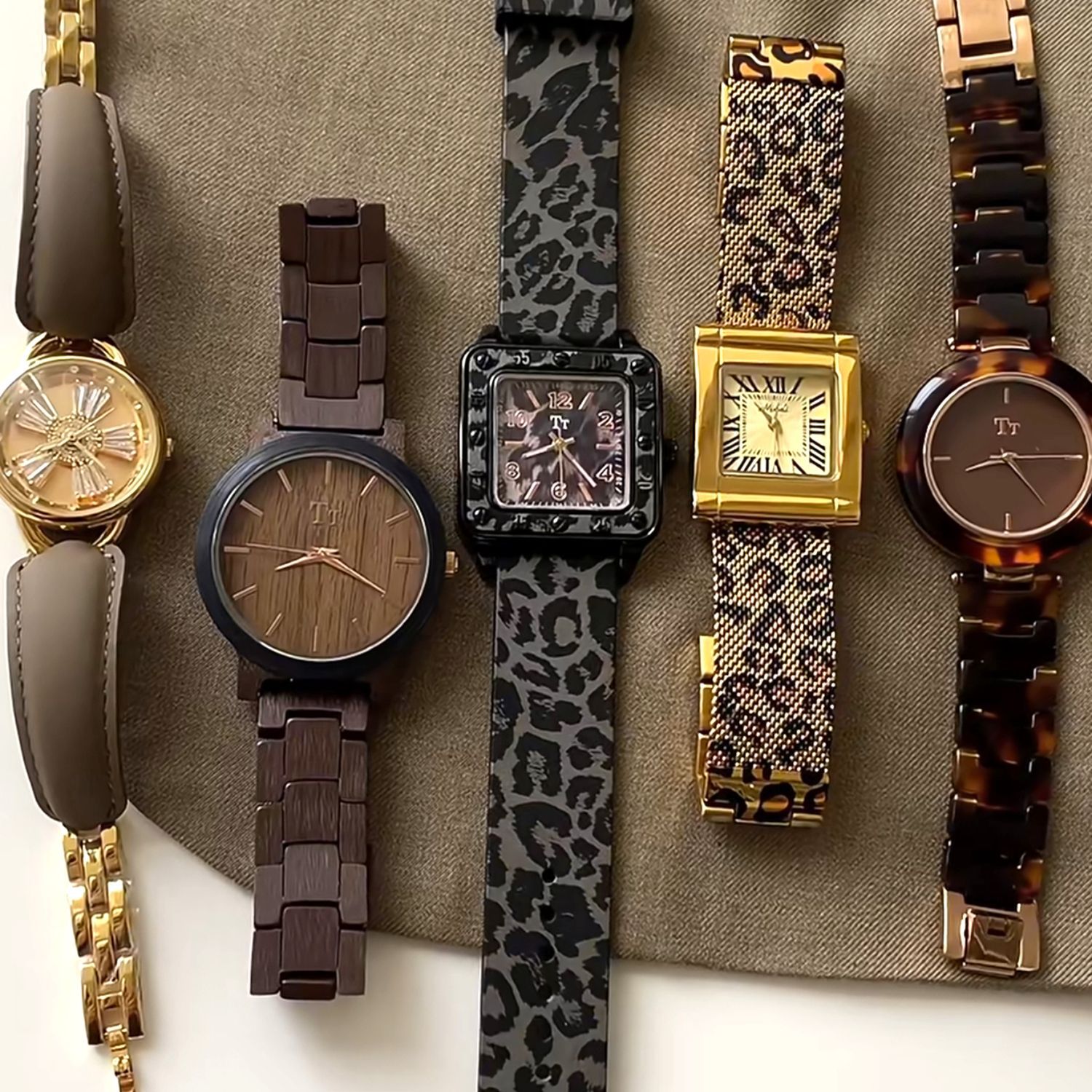 Mishali Watch Trendy Leopard Print Strap Large Watch Casual Fashion Watch European and American Style