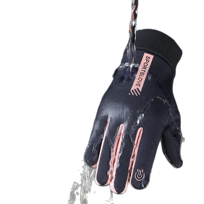 Motocicleta a prueba de viento, impermeable y cálida de terciopelo, equipo de ciclismo a prueba de frío en invierno, guantes de pantalla táctil de uso completo para ciclismo, antideslizante