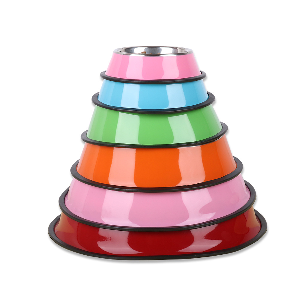 Fábrica al por mayor suministros para mascotas de color de acero inoxidable perro tazón conjunto de alimentos para mascotas perro solo tazón de fuente de comida para mascotas