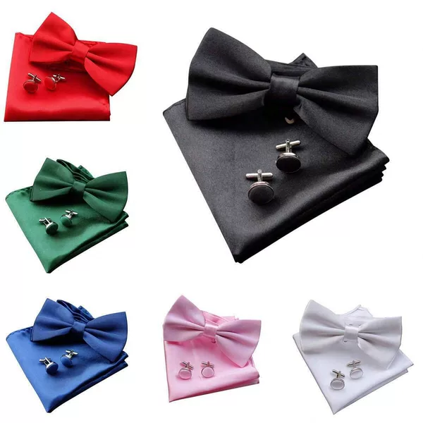 Cross-Border Temu Aliexpress Amazon Men's Suit Shirt Collar Tie Square Scarf Cufflinks Three-Piece Set