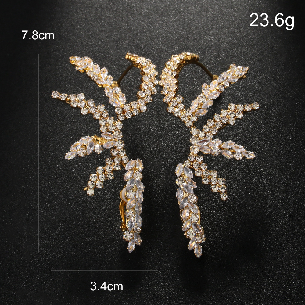 15g Weight Copper Ear Needle Material Copper Rhinestones Fireworks Inlay Shiny Ear Cuffs For Women's