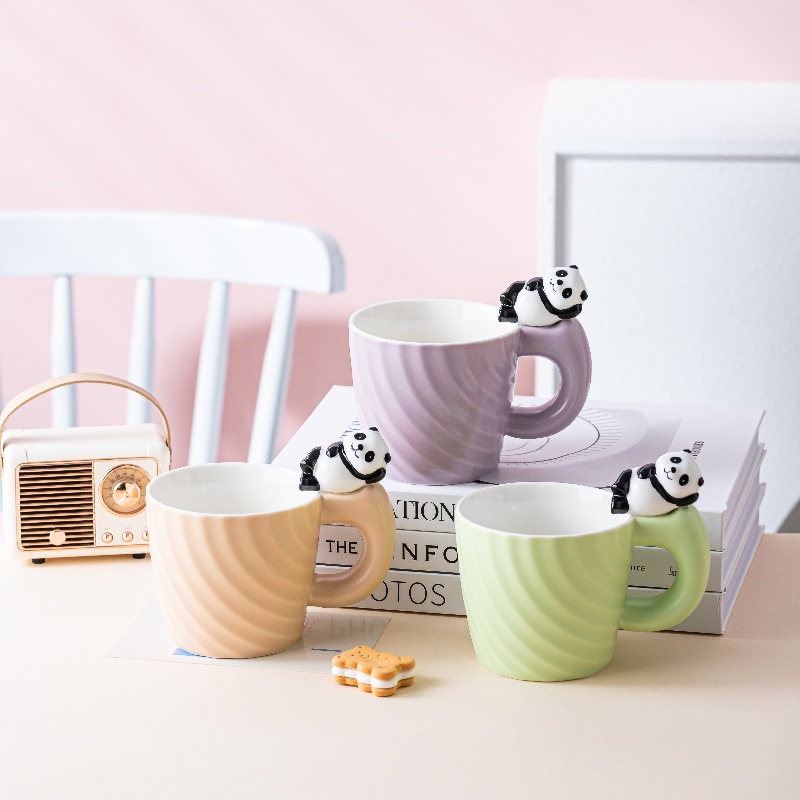 Taza de Cerámica Panda, Diseño Creativo, para Café/Leche, Hogar y Oficina, Regalo Original