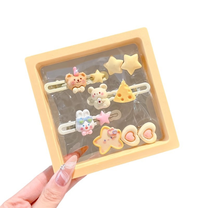 Estrellas coreanas amor clip para niños lindos clip para el cabello de queso clip para el cabello de chicas lateral clip para el cabello tocado
