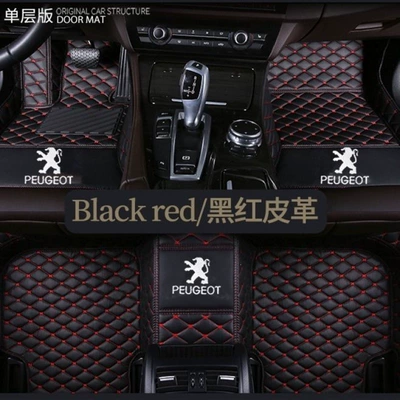 Peugeot 206 207 308 408, Modelə uyğun ayaqaltı - peugeot-2008-2014-2019-single-layer-black-with-red-lines