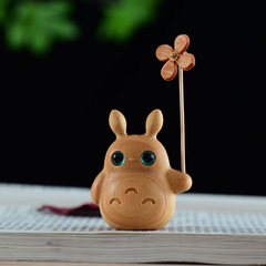 Huangyang wood dragon cat handlebar windmill little dragon cat cute cartoon car ornament toy cultural wooden gift umbrella