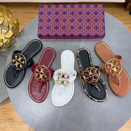 2023平底新款舒适内外真皮广州发货高品质越南新加坡迪拜沙滩拖鞋