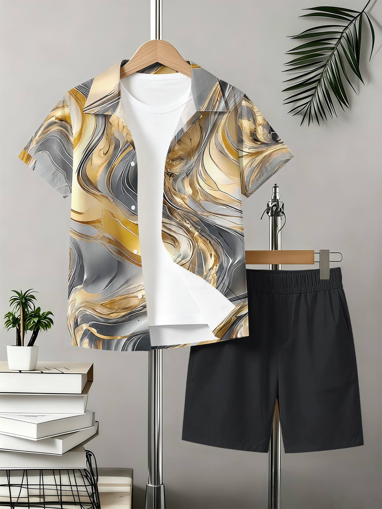 Sommer Set Mit Hemd Und Shorts Für Jungen Mit Totem-muster_voghion.com