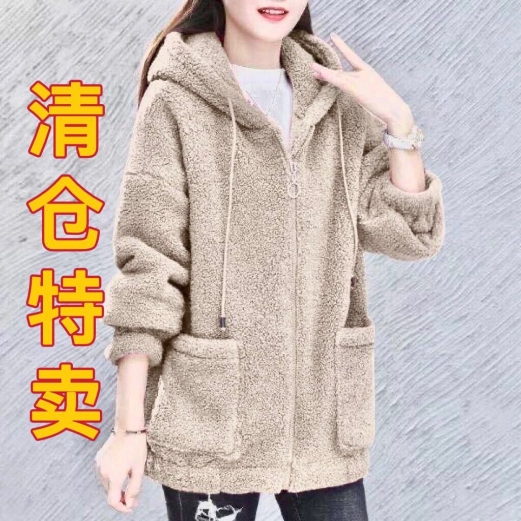 Invierno de mediana edad explosivo ropa de mujer de cordero chaqueta suelta de cachemira de mujer tamaño grande combinación casual agarrar ropa de vestir suéter image 3