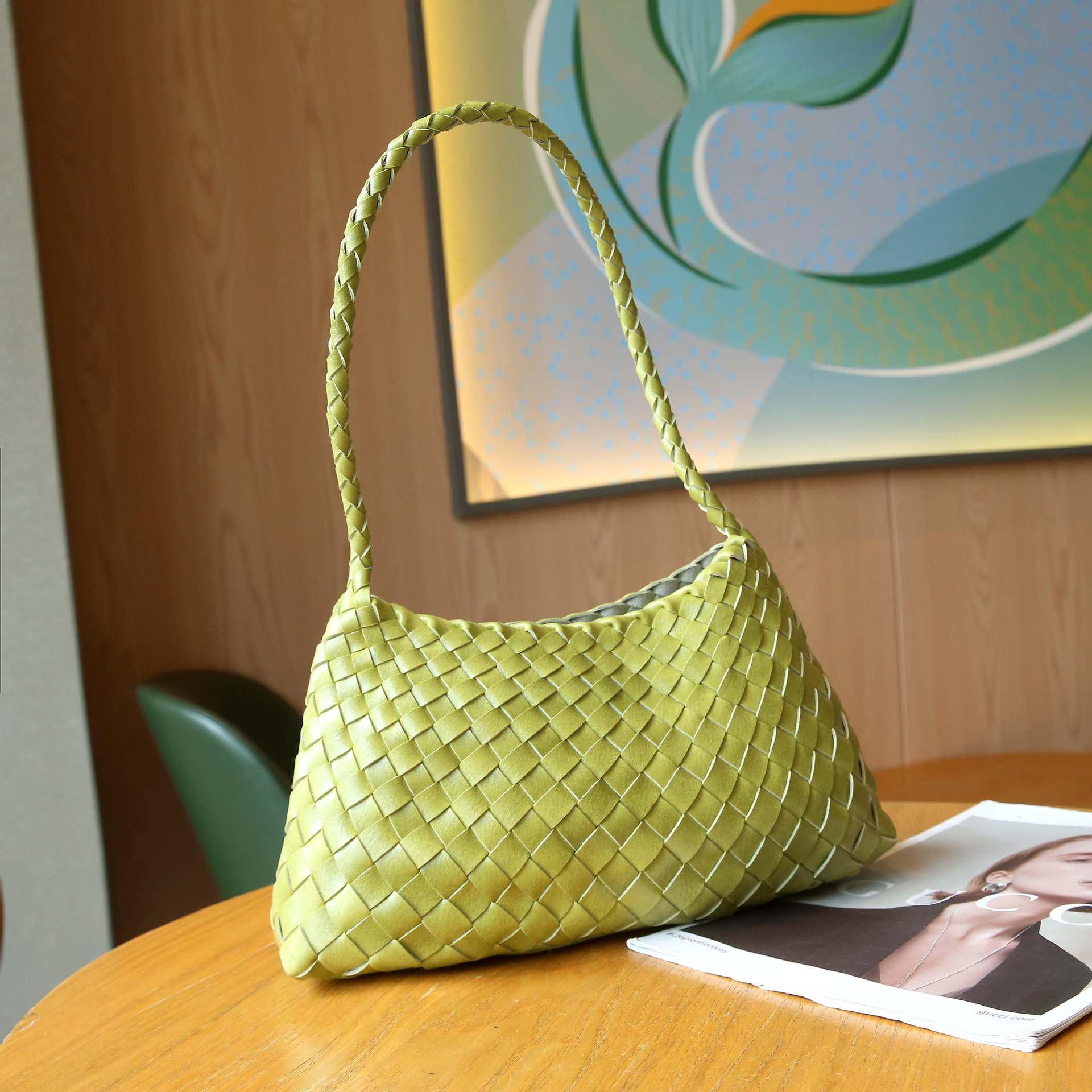 Trending Women's Designer Mini Bag - Genuine Leather Hand-Woven French Style Shoulder Underarm Bag - Thumbnail 7