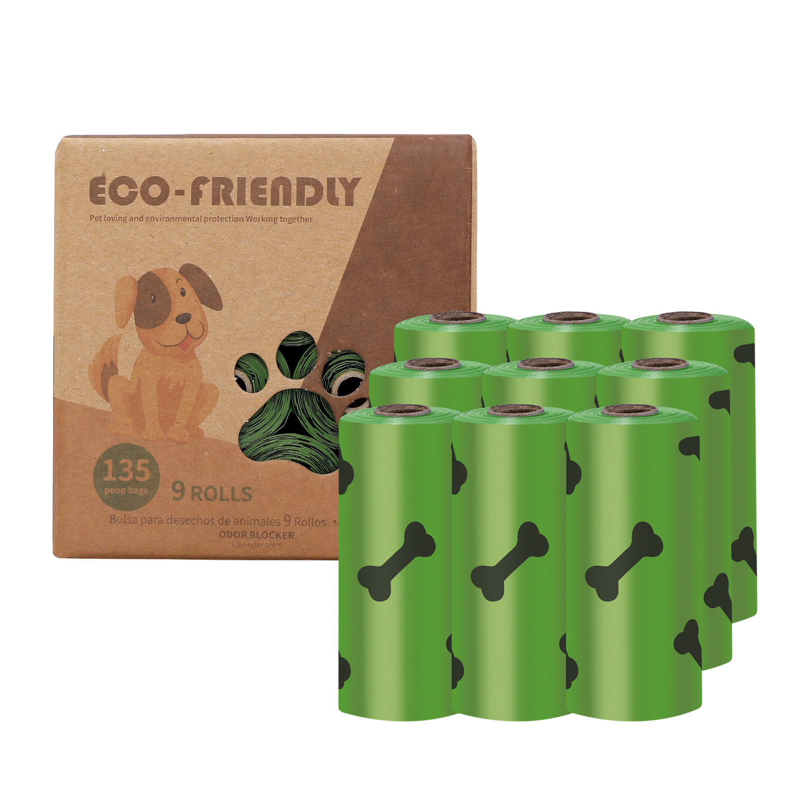 Transfronterizo en stock al por mayor 1,5 Bolsa de basura para mascotas de seda en caja bolsa de caca EPI bolsa de caca degradable bolsa de caca