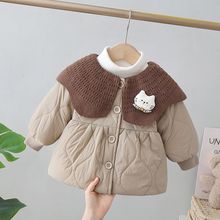 女童加绒棉服外套秋冬季新款儿童冬装女宝宝棉衣小女孩薄棉袄小童