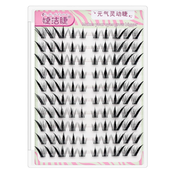 ✿Glue-free✿10 rows 100 clusters of dense nine-tailed rabbits 9-13mm