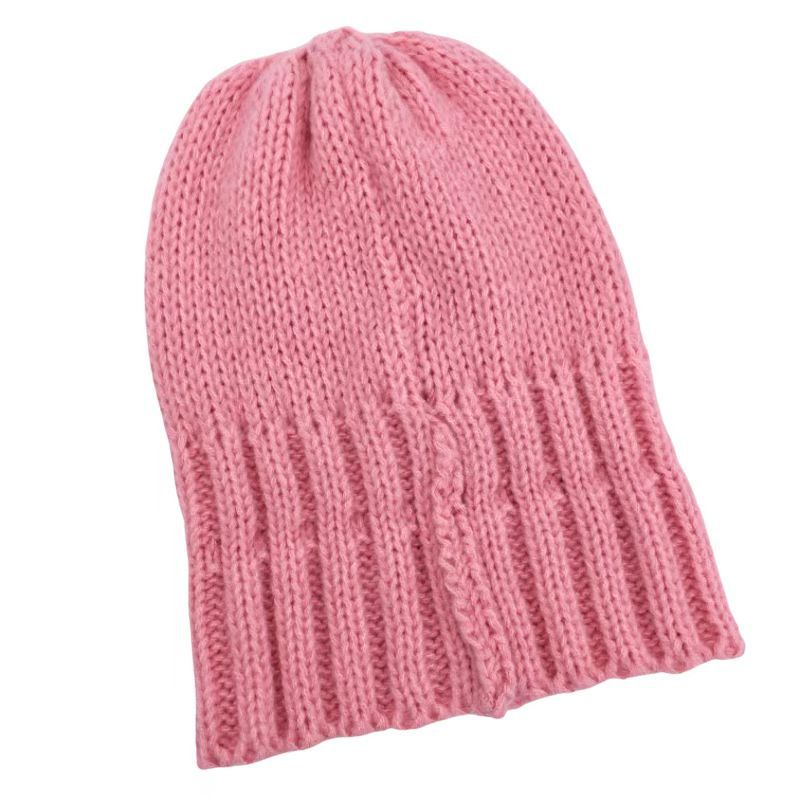 大头围纯色卷边毛线帽