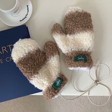 韩国东大门羊羔绒手套耳罩套装少女冬季保暖可爱露指骑行防风护耳