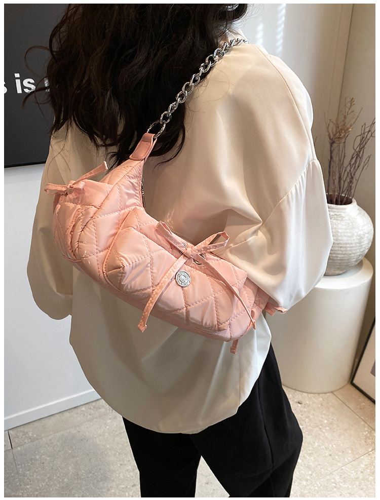 Women's Medium Pu Leather Solid Color Bow Knot Streetwear Zipper Underarm Bag display picture 15