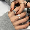 Retro fashionable ring hip-hop style, Japanese and Korean, silver 925 sample, on index finger