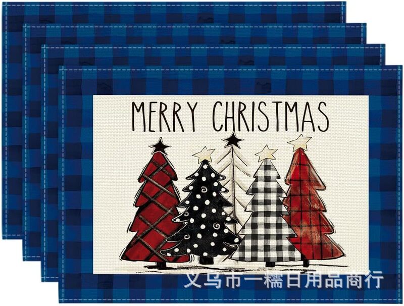 クロスボーダー爆発クリスマス雪だるま食事マット雪格子テーブルマットクリスマスパーティー装飾断熱マット祝日装飾|undefined