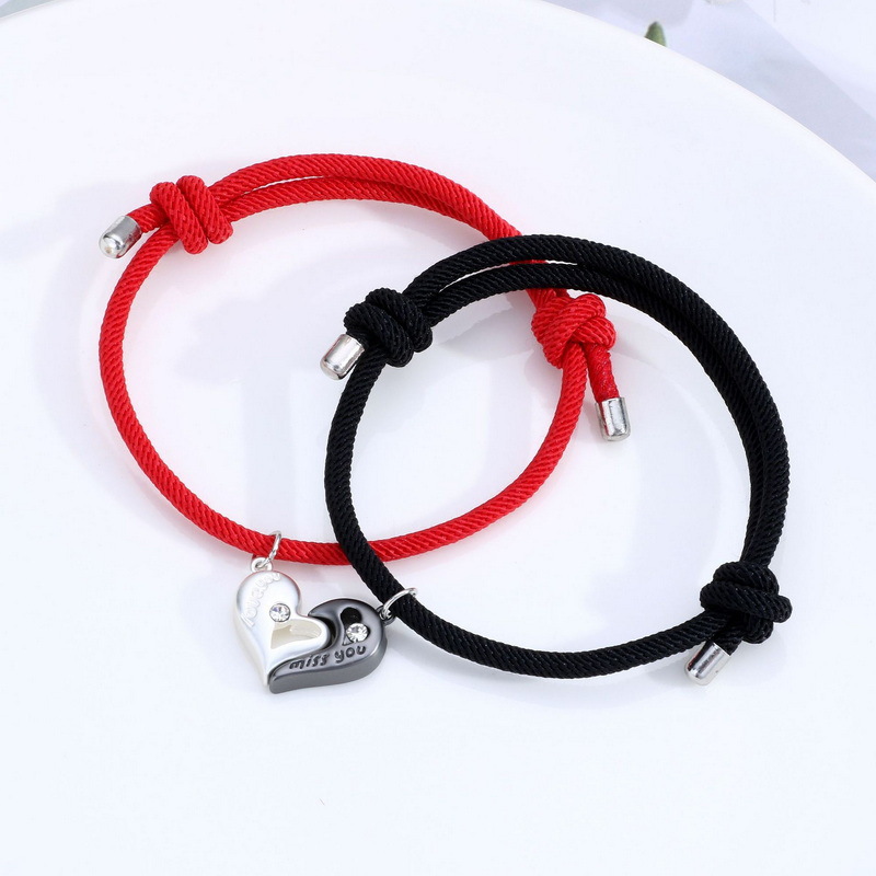 Strassenmode Herzform Legierung Seil Valentinstag Unisex Kordelzug Armbänder display picture 11