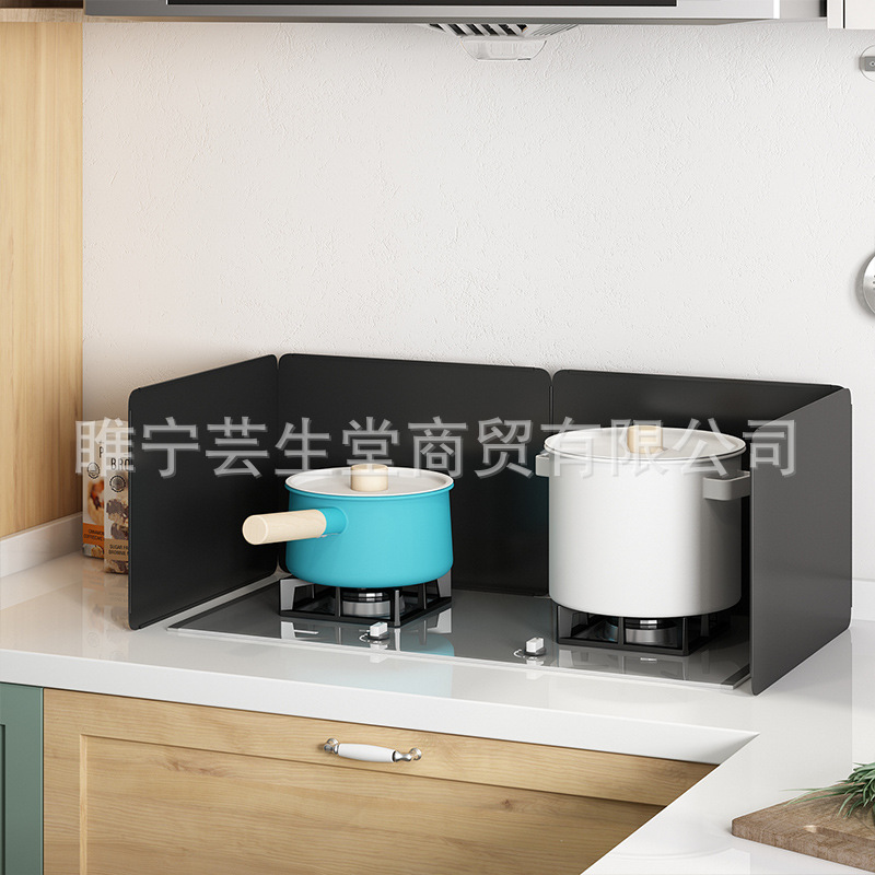 Directo de fábrica de aceite de cocina deflector banco de cocina tablero de aislamiento a prueba de aceite de gas de carbón de cocina pintura negra deflector plegable