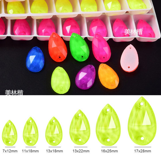 Fluorescent water drop hand-stitched Diamond mocha Diamond diy jewelry accessories clothing wedding accessories glass crystal flat diamond