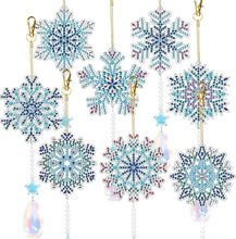 5D8 件钻石画捕手,双面 3D 钻石画风铃‘雪花捕手钻石画挂饰，蓝