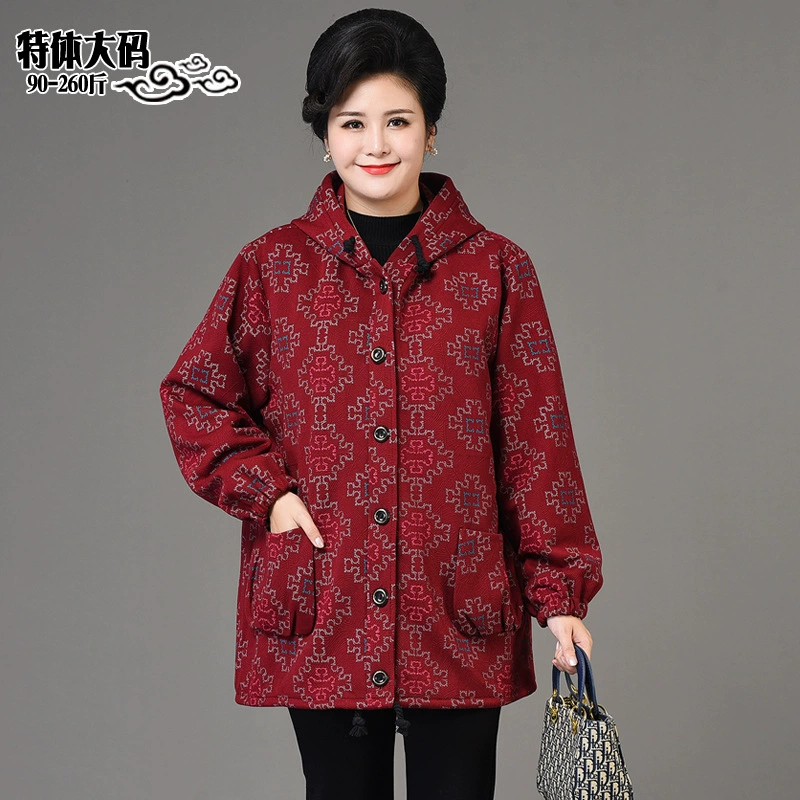 Осеннее пальто для мам с китайским узлом, плюс новый толстый топ с длинными рукавами для женщин среднего возраста, весенне-осеннее пальто в западном стиле для пожилых людей
