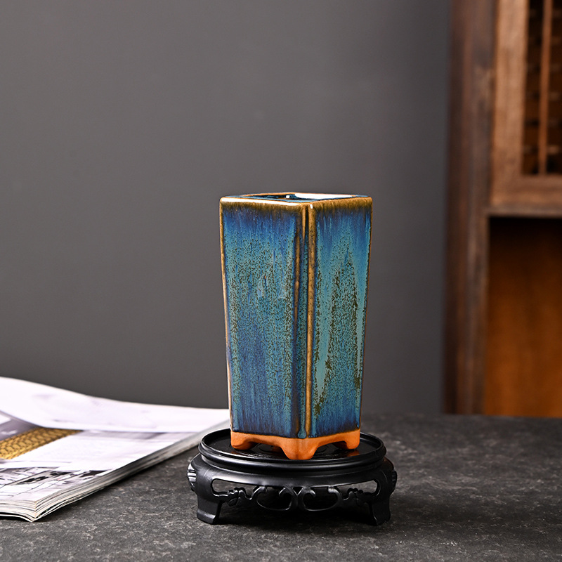 Bandeja de balcón de cerámica de bonsai de plantas verdes de nieve de junio, maceta carnosa de gres doméstico, maceta de cerámica pequeña con control de raíces, liquidación