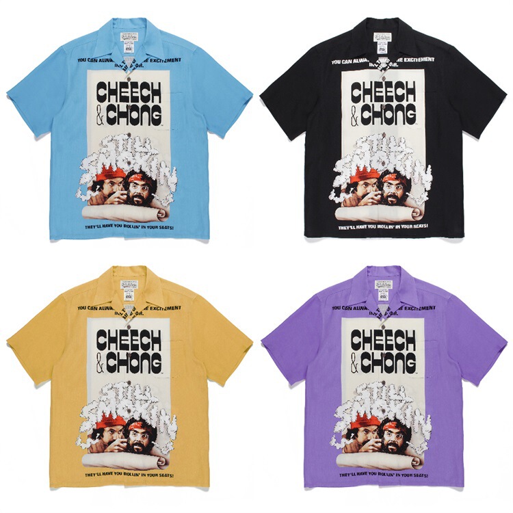 GUILTYPARTIES TIGER 22ss SMOKIN CHEECH & CHONG Hawaiian short sleeve shirt for men