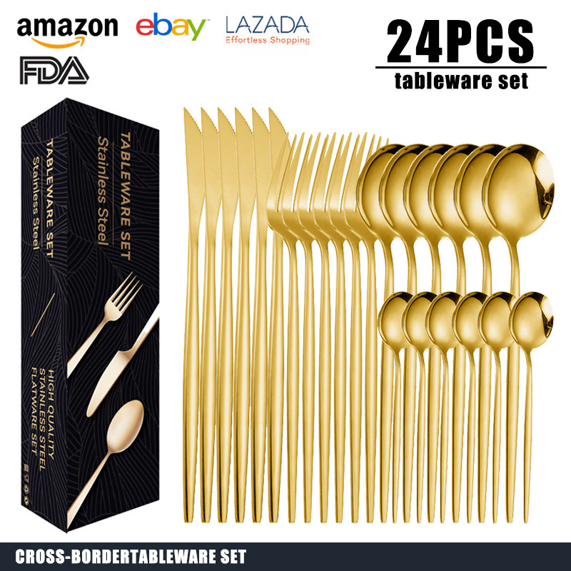 Stainless Steel Cutlery Set 24-Piece Mail-Order Box Set Portuguese Western-Style Steak Knife Disposable Chopsticks