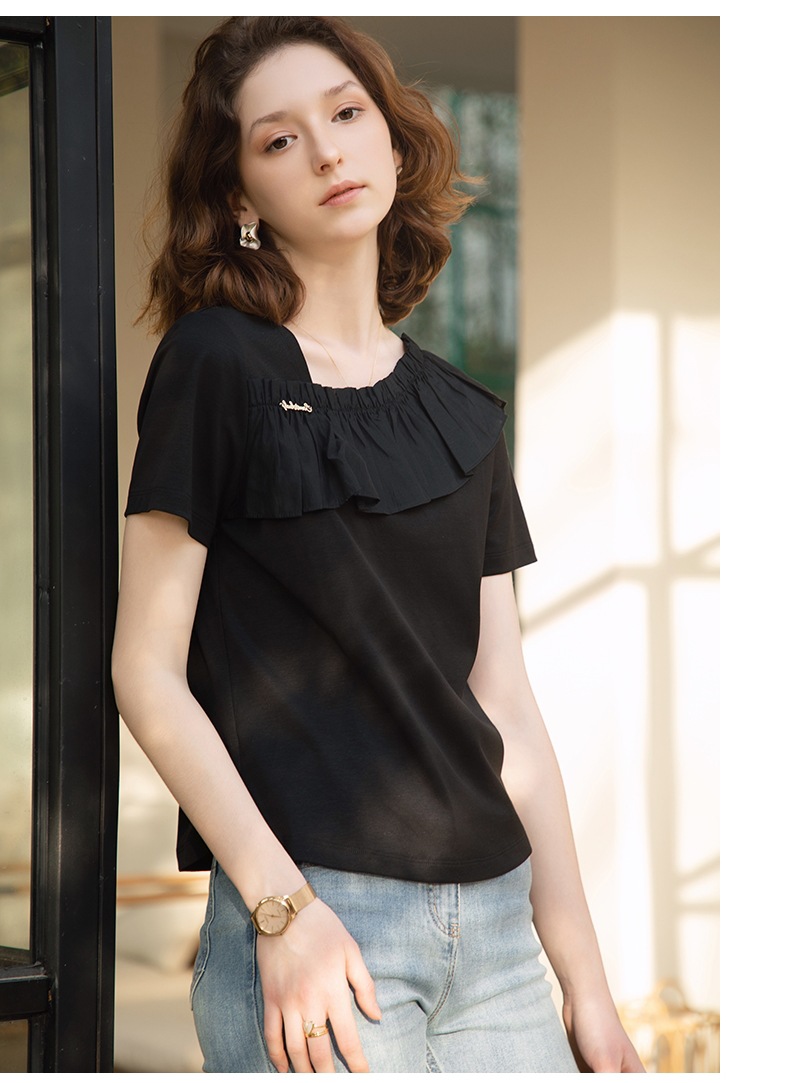 GraceChic GraceChic European Fashion Patchwork Ruffled Lace Top For Women 2025 Summer New Stylish White Versatile Youthful Blouse_voghion.com