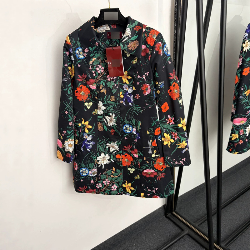Nanyou high-end foreign trade stylish slim-fit new colorful floral print long-sleeved mid-length blazer dress