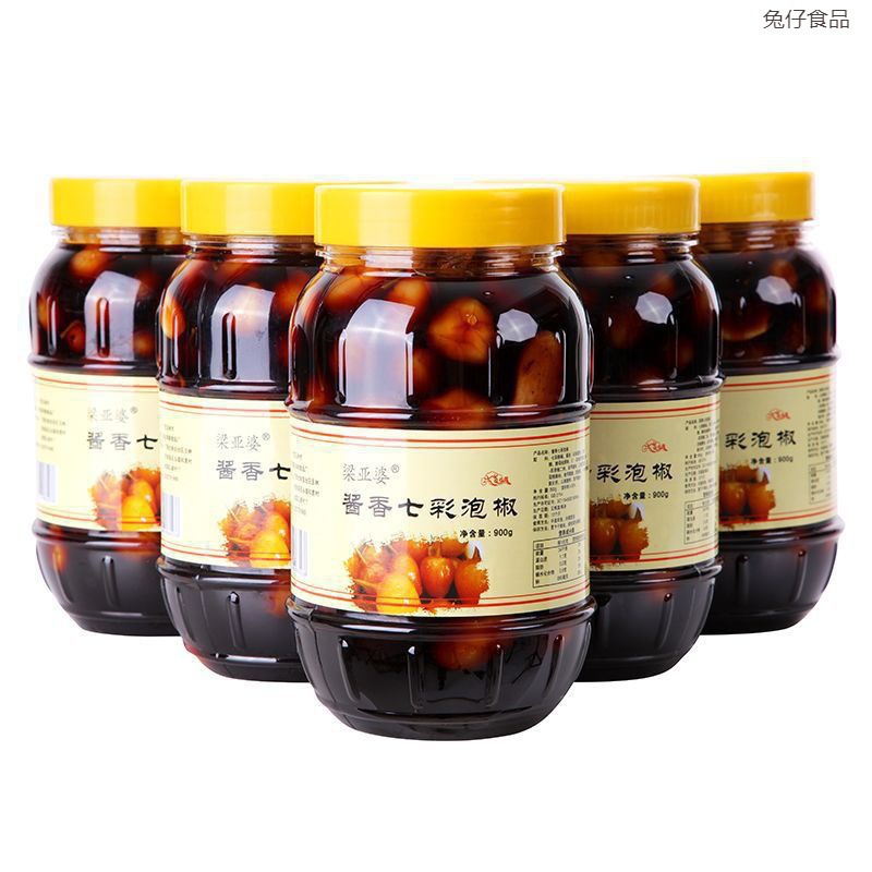 广西七彩泡椒酱香味酸辣新鲜辣椒脆口酱菜灯笼椒大瓶装可批发批发