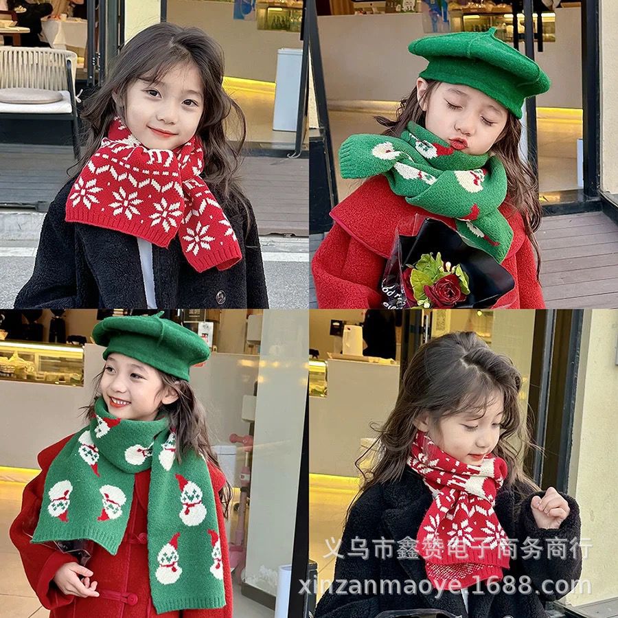 children baby Korean Edition winter keep warm scarf girl Christmas gift gules Collar Autumn and winter christmas tree Snowman