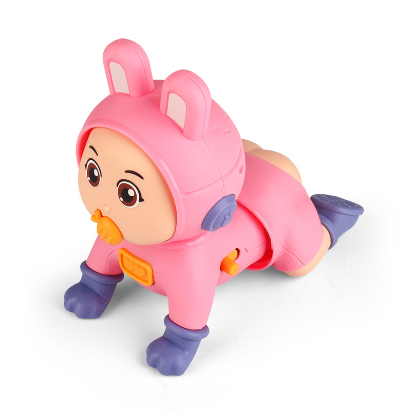 Bebé gateando juguetes eléctricos bebé escalada con guía de música práctica cabeza arriba bebé gateando educación temprana coax bebé artefacto