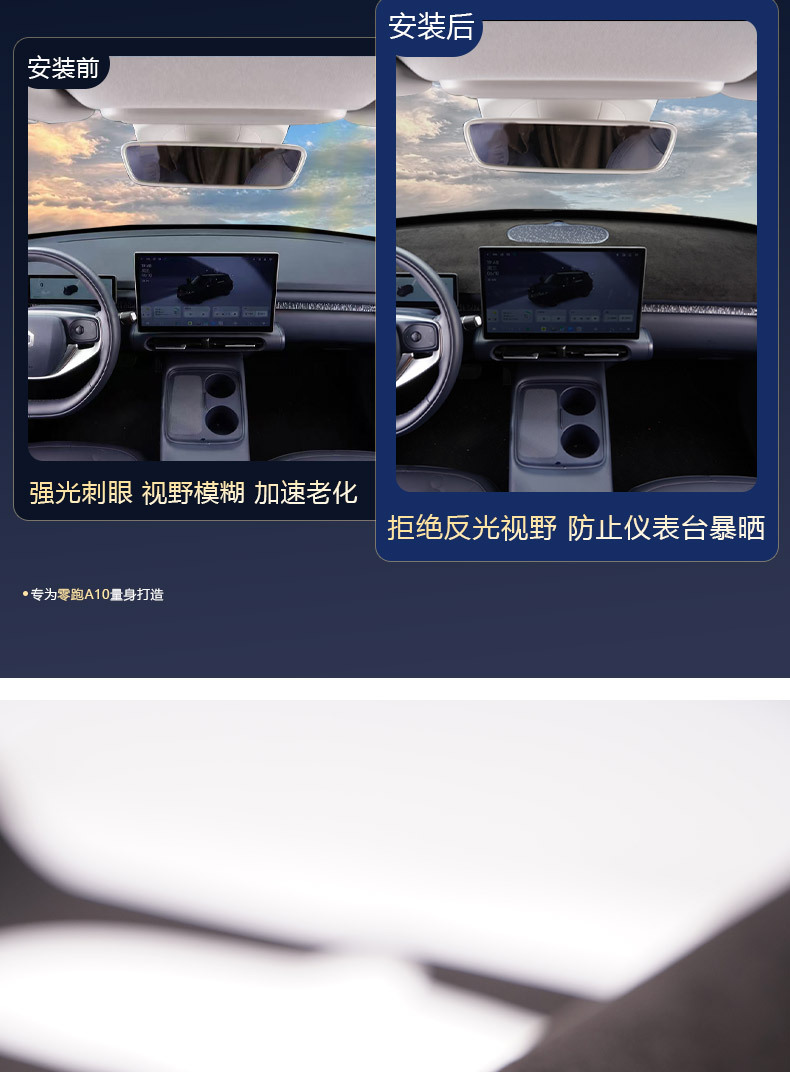 Suitable for Leapmotor A10 Dashboard Light-Proof Mat, Center Console Sun Protection, Heat Insulation, Sunshade, Interior Modification Accessories
