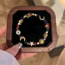 中古风vintage星月闪钻手链复古百搭气质精致百搭小众设计感手链