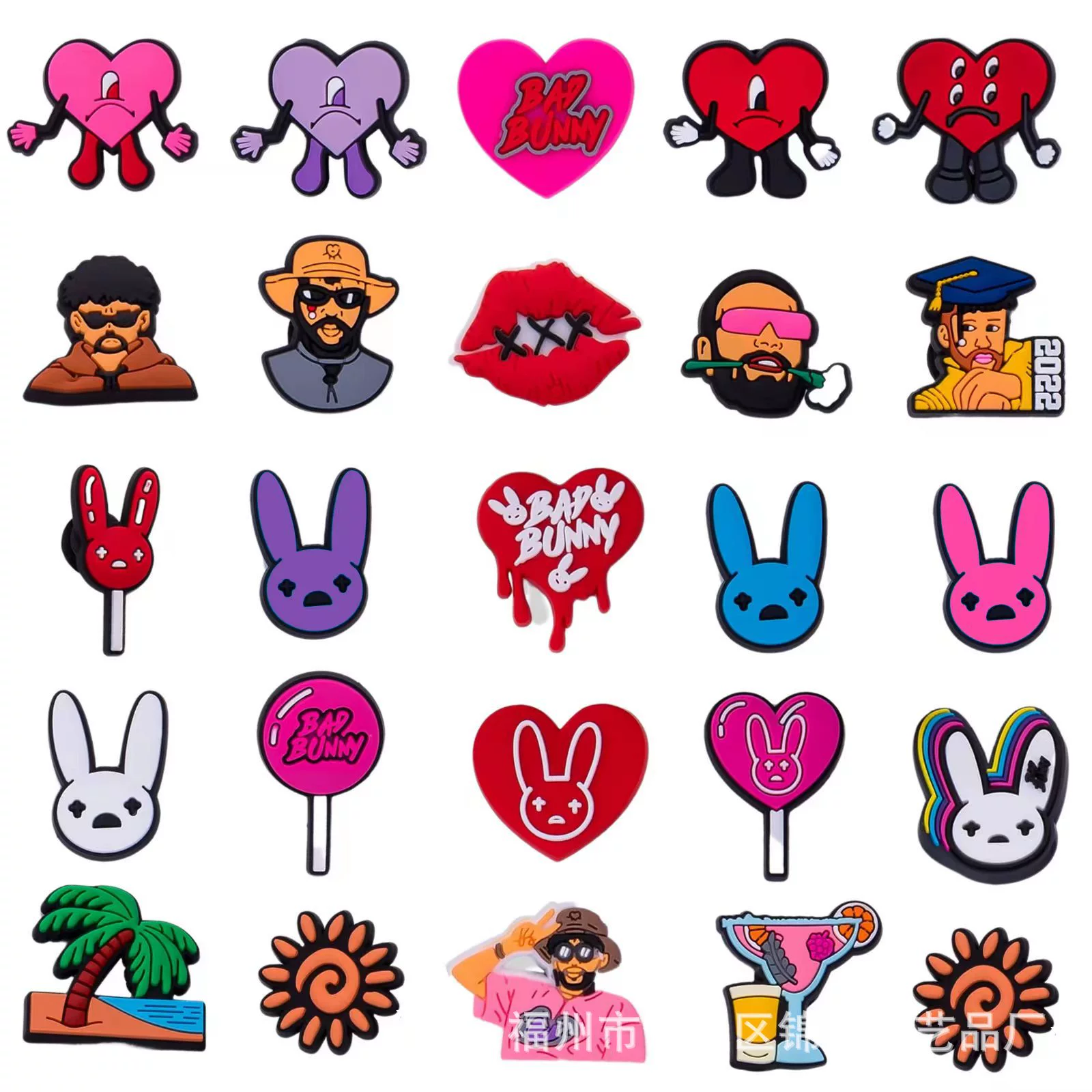 Обувь с отверстиями Обувь Цветочные декоративные аксессуары с пряжкой Серия Bad Rabbit Милые Мультяшные аксессуары для садовой обуви