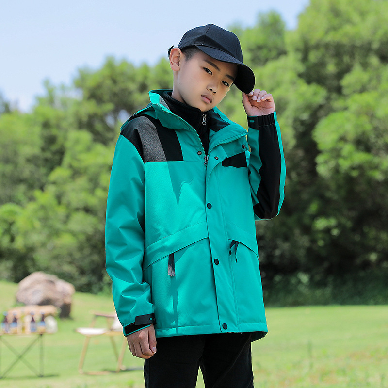 Chaqueta al aire libre para hombres y mujeres tres en uno desmontable de dos piezas impermeable y transpirable forrado de vellón engrosado traje de Montañismo senderismo