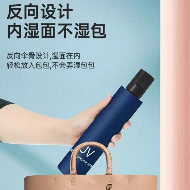 Зонт ручной, 8 спиц, однотонный, простой зонт от солнца, с черным покрытием, двойного назначения (от солнца и дождя), защита от солнца, черное покрытие, ручное открывание.