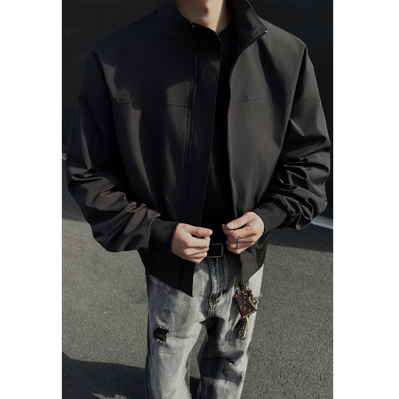 American Style Pilot Men's Autumn Cleanfit Stand Collar Baseball Jacket Cool Short Oversized Coat_voghion.com
