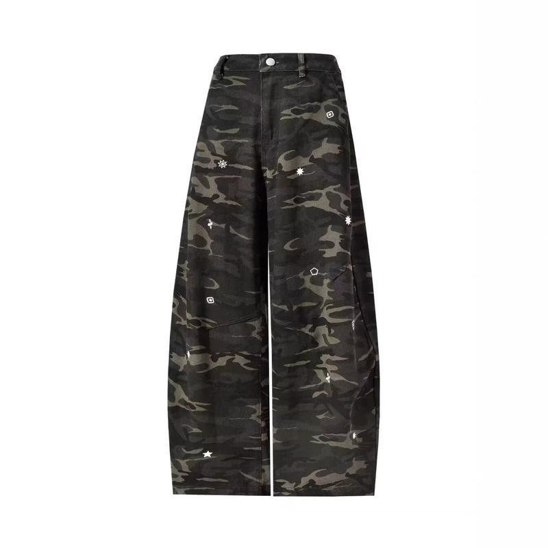 American-style trendy retro camouflage loose-fit jeans for men, 2026 new collection, versatile workwear straight-leg pants, couple's style long pants