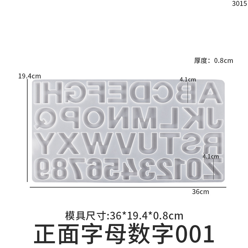 Cristal epoxi inglés pinyin carta silicona molde DIY joyería hecha a mano resina colgante digital modelo