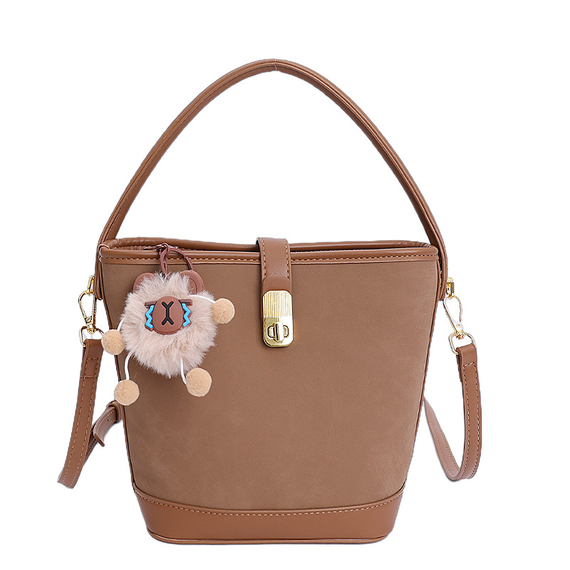 Bolsa de mano de peluche vintage de seda para mujeres 2025, nuevo otoño y invierno bolso de cubo casual coreano, mochila de hombro de moda