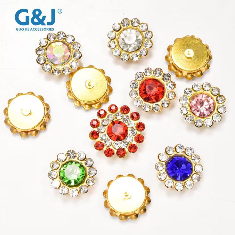 Acrylic Sunflower Hand-Sewn Rhinestone Double-Layer Flower Claw Rhinestone Round Flower Plate Rhinestone Buckle Shoe Bag Material DIY Jewelry Accessories
