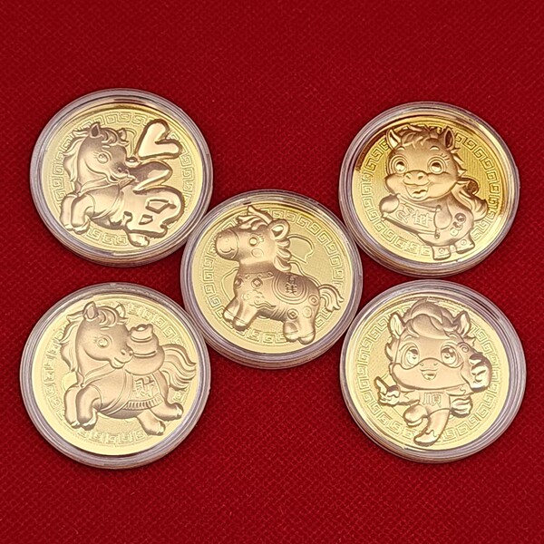 2026 Year of the Horse Good Luck Gold Foil Commemorative Gold Coin…