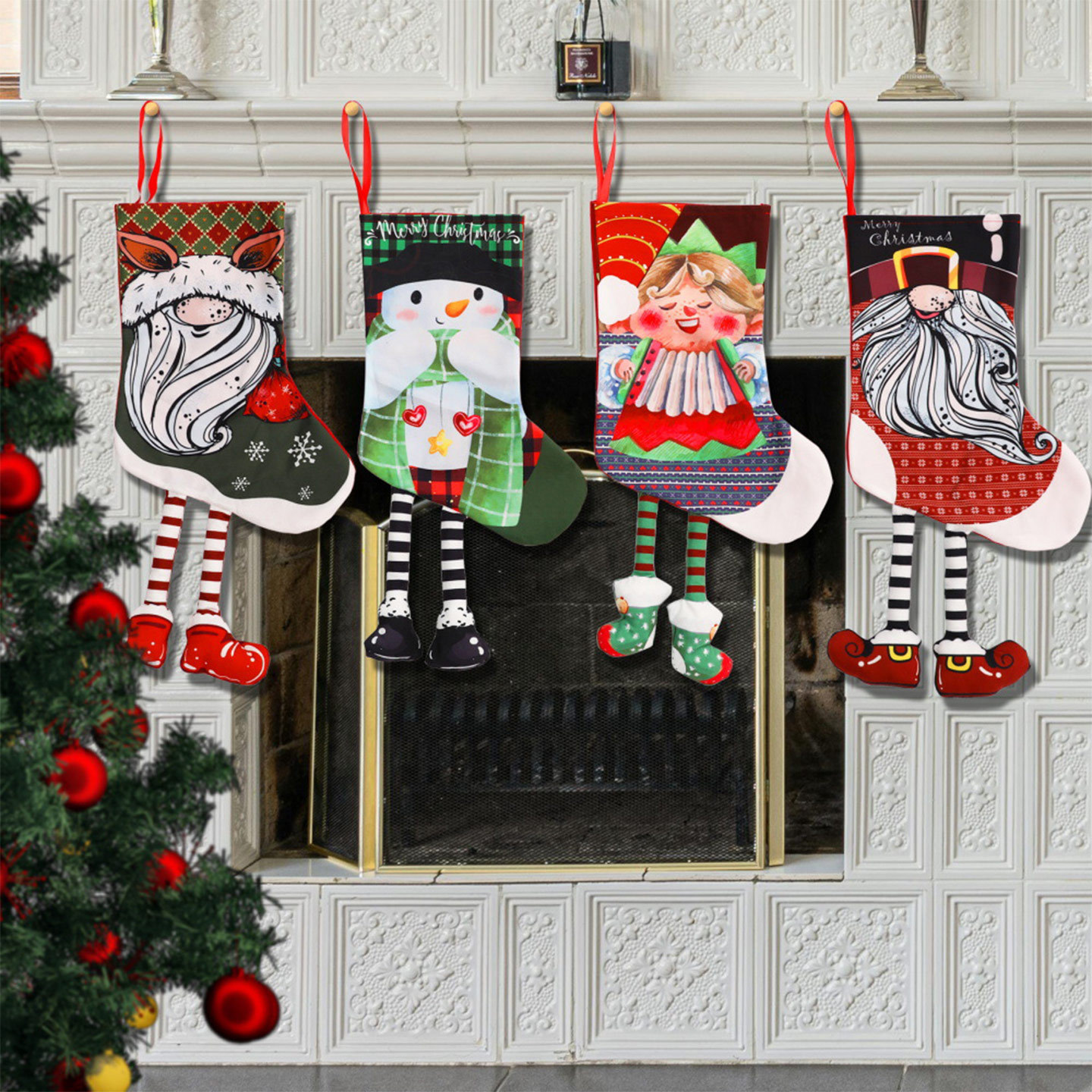 Christmas Stockings With Feet – Festive Holiday Socks For Decor, Gifts & Santa Fillers (6 Playful Designs: Gnomes, Snowman, Elf & More)_voghion.com
