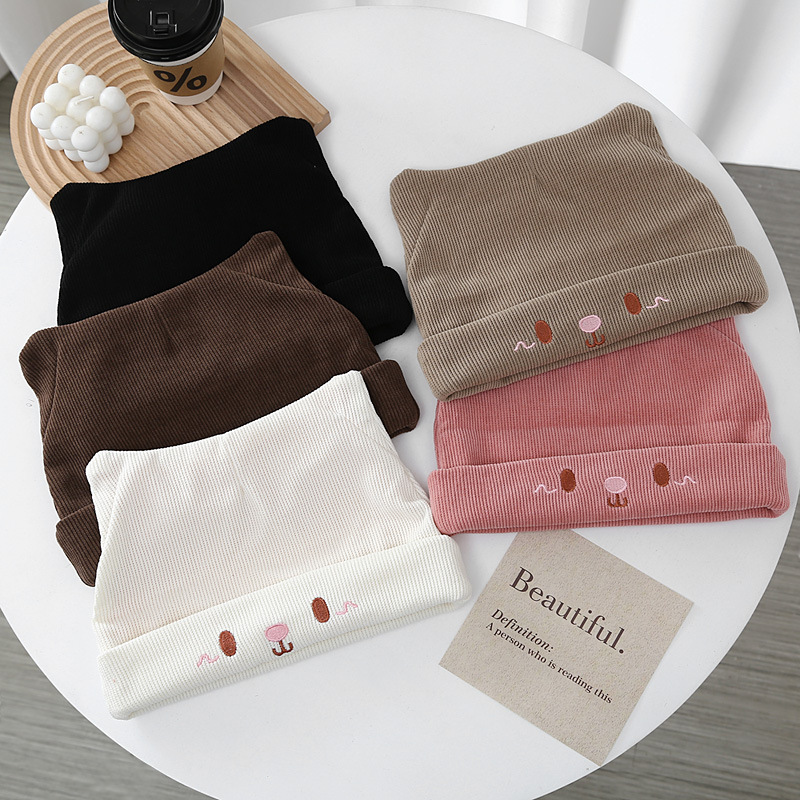 Knitted hat women's wool hat autumn and winter confinement hat postpartum pregnant women's hat warm ear protection face-looking small bag head hat Knitted hat women's wool hat autumn and winter confinement hat postpartum pregnant women's hat warm ear protection face-looking small bag head hat